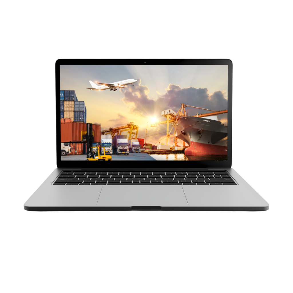 Muestra laptop con imagen de trñamites importaciones comex