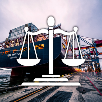 Modificaciones al marco normativo del arancel de aduanas de Vzla Muestra barco e icono balanza de justicia para Modificaciones al marco normativo del arancel de aduanas de Vzla