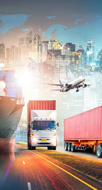 Muestra medios de transporte de mercancía 